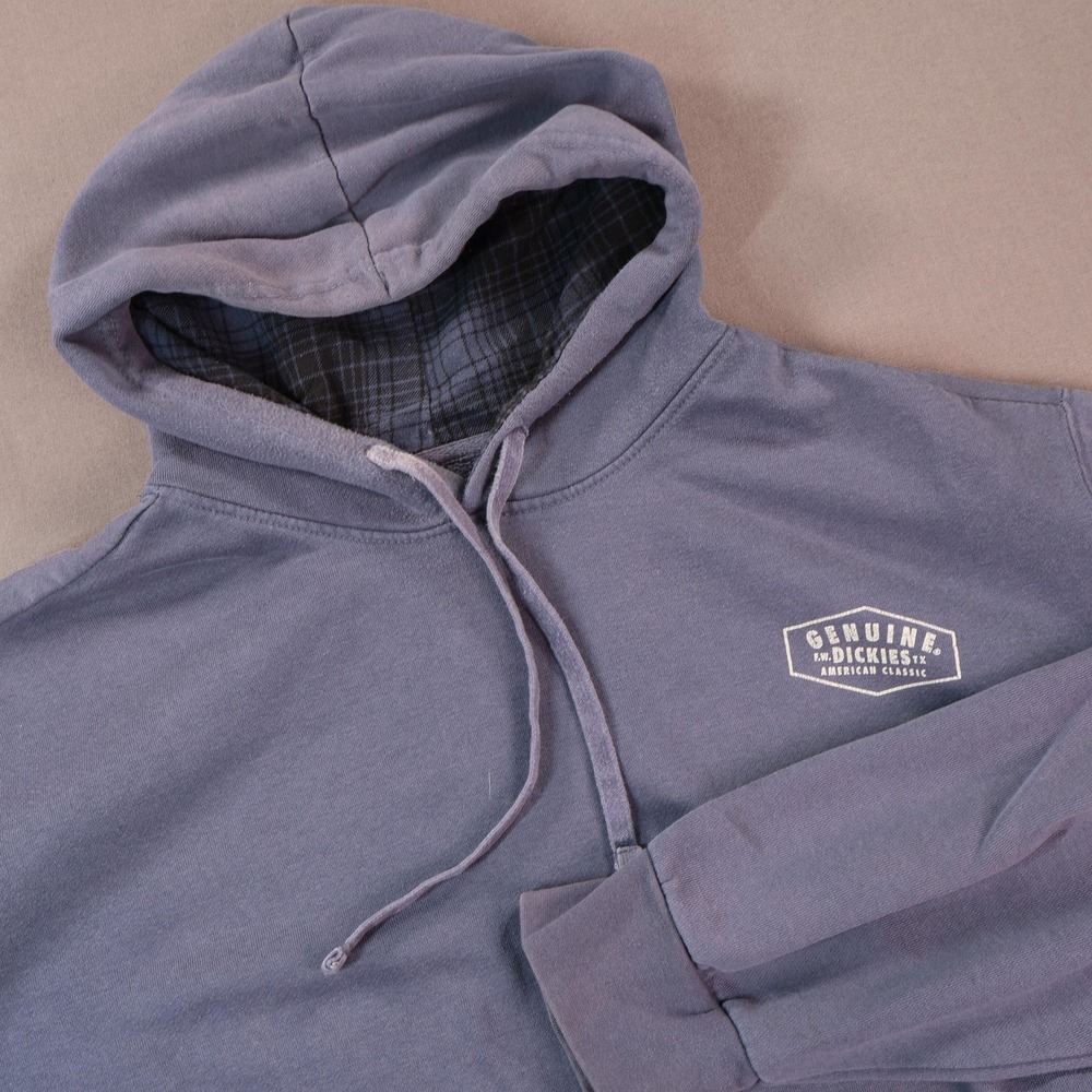 Dickies Hoodie Mens 2XL Blue Fleece Pullover Lined Hood Kangaroo Pocket Workwear